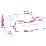 Sofa en tissu avec coussin Crème 208 cm Tissu en velours côtelé