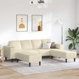 Sofa en tissu avec coussin Crème 208 cm Tissu en velours côtelé