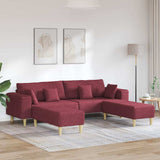 Sofa en tissu avec coussin Bordeaux 208 cm tissu