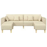 Sofa en tissu avec coussin Crème 208 cm tissu