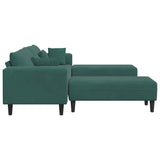 Canapé en velours avec coussin 3 pcs Vert foncé 208 cm Velours