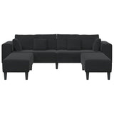 Canapé en velours avec coussin 3 pcs Noir 208 cm Velours