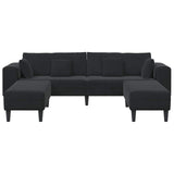 Canapé en velours avec coussin 3 pcs Noir 208 cm Velours