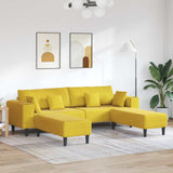 Canapé en velours avec coussin 3 pcs Jaune 208 cm Velours