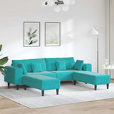 Canapé en velours avec coussin 3 pcs Turquoise 208 cm Velours