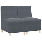 Unité de Sofa Modulaire Sans Accoudoirs 2 pcs Gris foncé