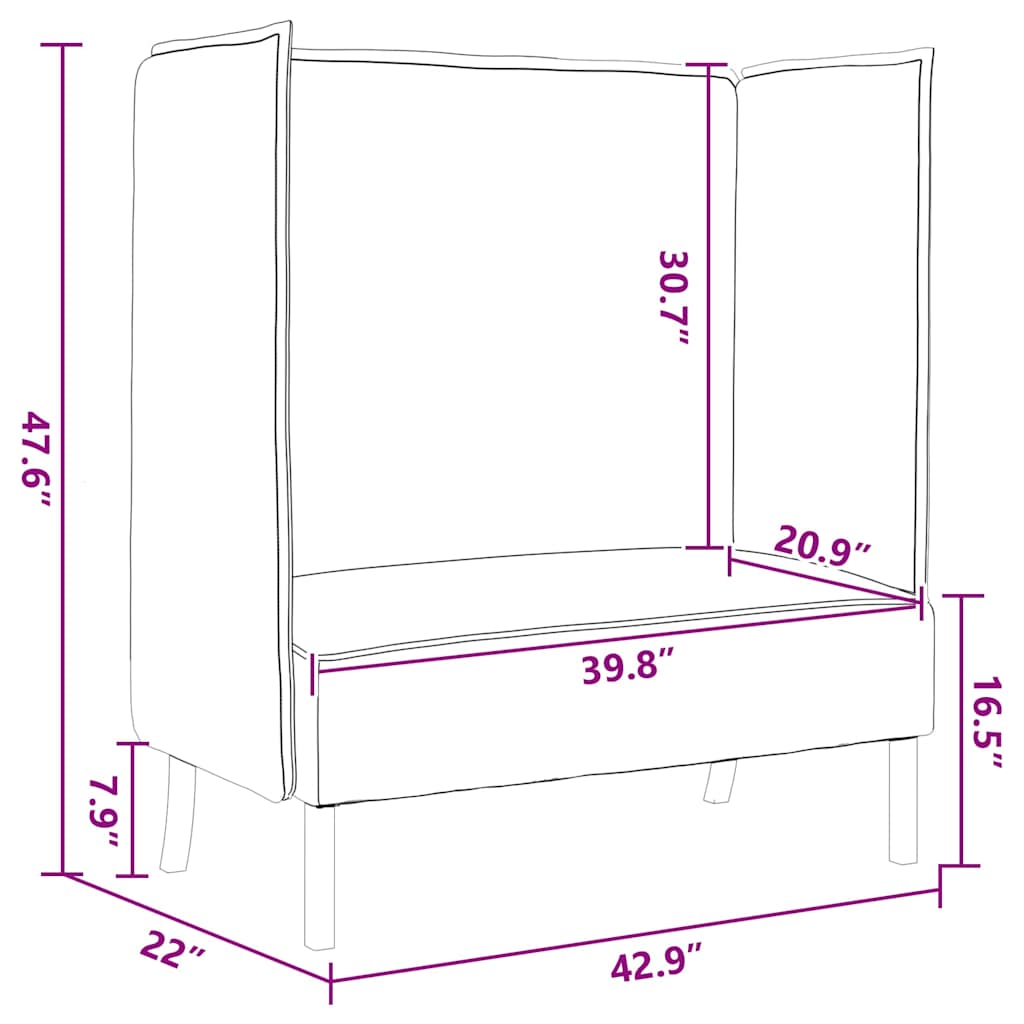 Canapé à Haut Dossier Gris foncé 109 x 56 x 121 cm tissu