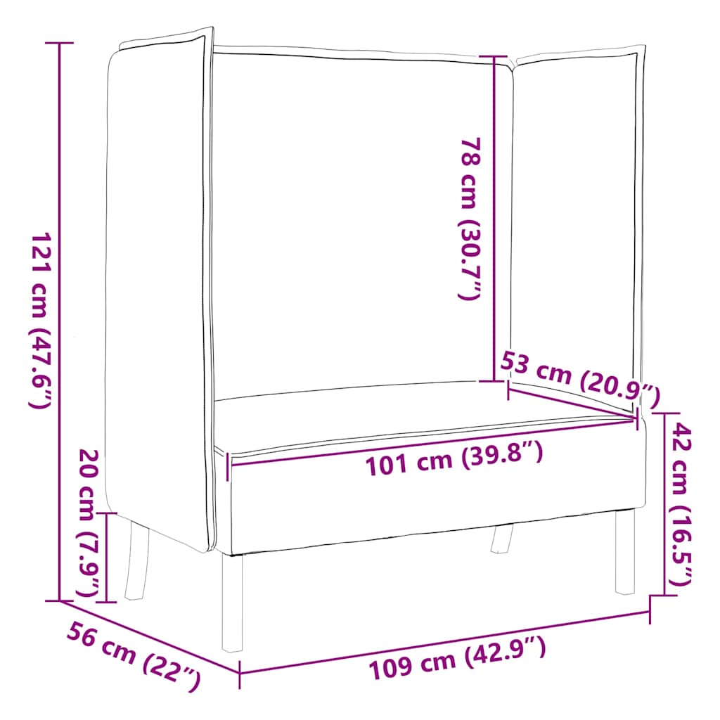 Canapé à Haut Dossier Jaune clair 109 x 56 x 121 cm tissu