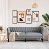 Canapé Chesterfield Gris clair 201.5 x 74.5 x 74.5 cm tissu