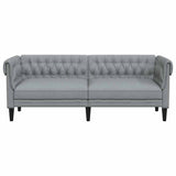 Canapé Chesterfield Gris clair 201.5 x 74.5 x 74.5 cm tissu