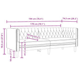 Canapé Chesterfield Argyle Noir 194 x 74.5 x 70.5 cm Faux cuir