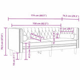 Canapé Chesterfield Gris clair 174 x 74.5 x 70.5 cm Velours