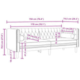 Canapé Chesterfield Gris clair 194 x 74.5 x 70.5 cm Velours