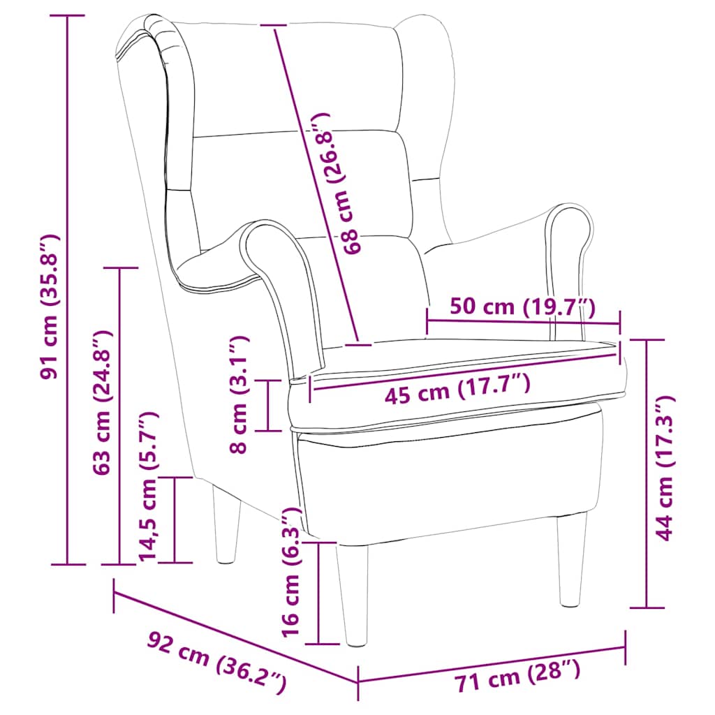 Fauteuil Noir 71 x 92 x 91 cm Velours