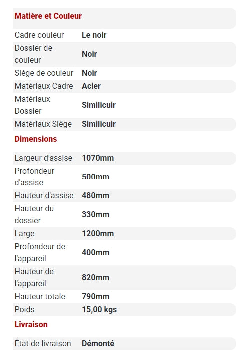 Banc Similicuir noir 2