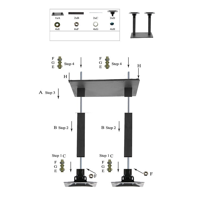 Pie de mesa plegable de acero 70 x 40 cm