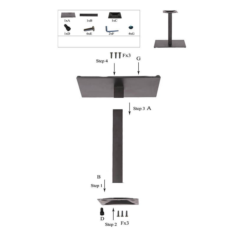 Base de mesa de hierro fundido de 40 × 60 cm