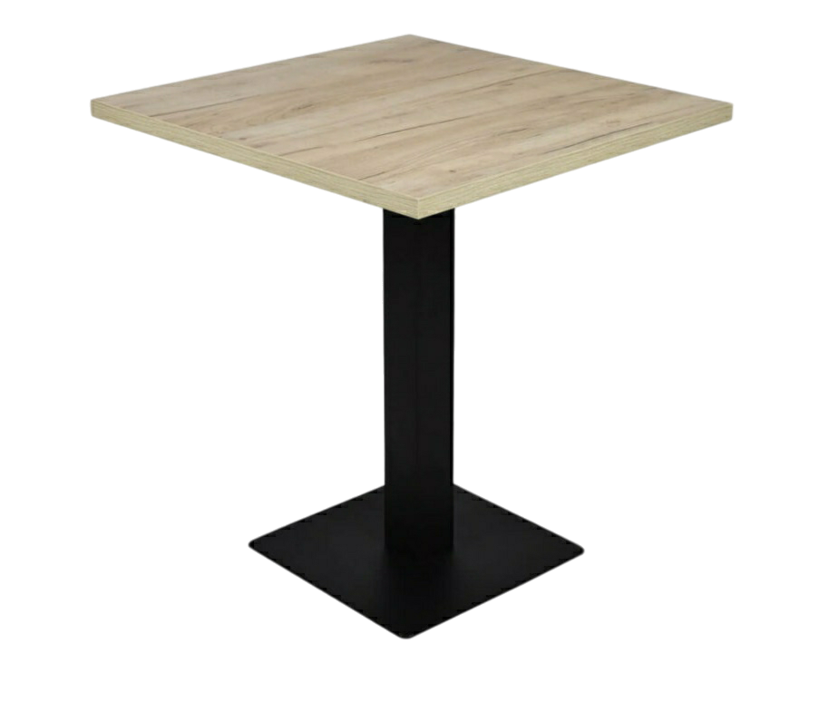 Table 70x70 plateau bois clair + pied noir