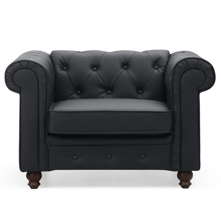 Fauteuil Chesterfield Similicuir noir