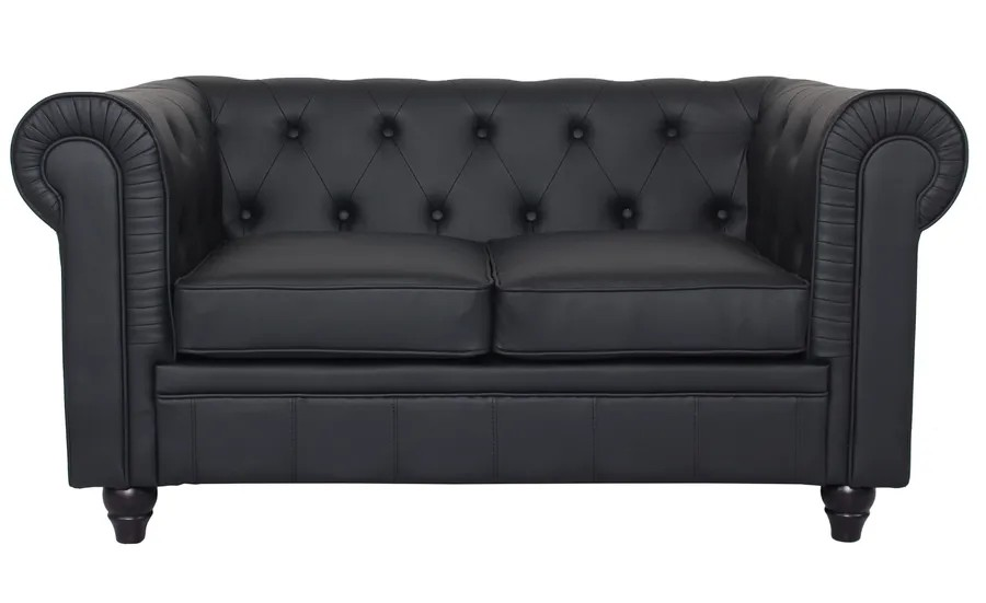 Canapé 2 places Chesterfield Similicuir noir