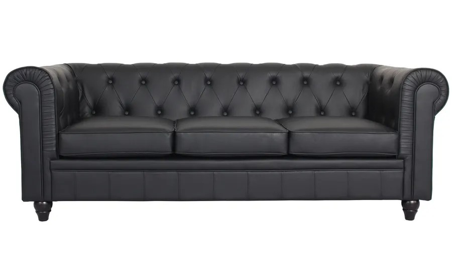 Canapé 3 places Chesterfield Similicuir noir