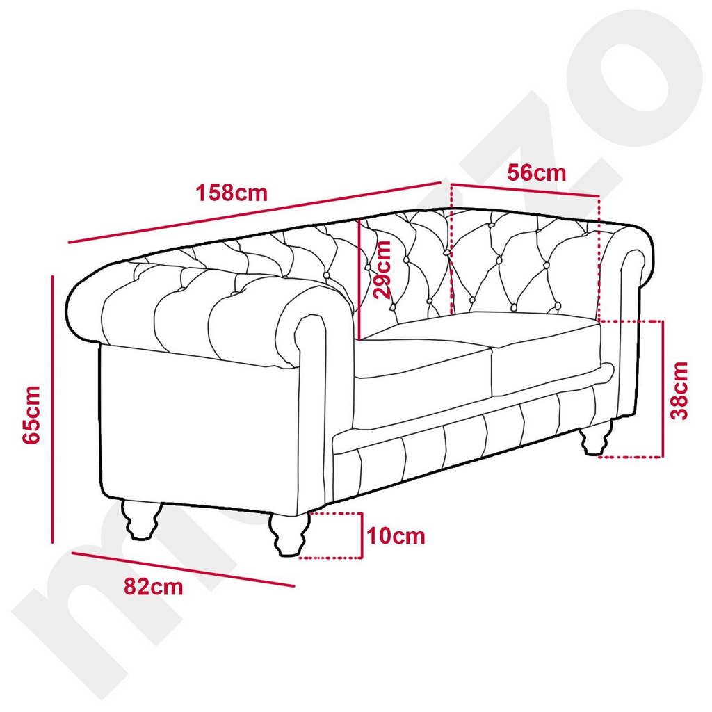 Canapé 2 places Chesterfield Similicuir noir