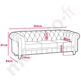 Canapé 3 places Chesterfield Similicuir noir