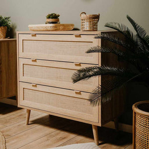Commode Bali 03A Chêne sonoma et impression de canne