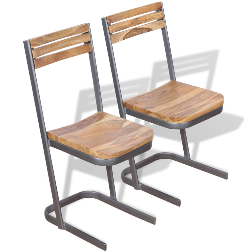 Chaises à manger lot de 2 bois de teck massif