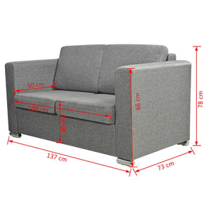 Canapé à 2 places Tissu Gris clair