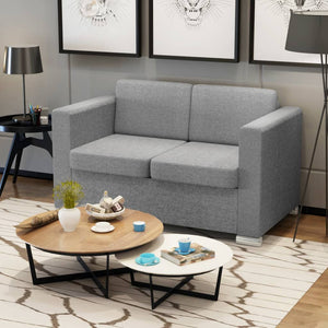 Canapé à 2 places Tissu Gris clair
