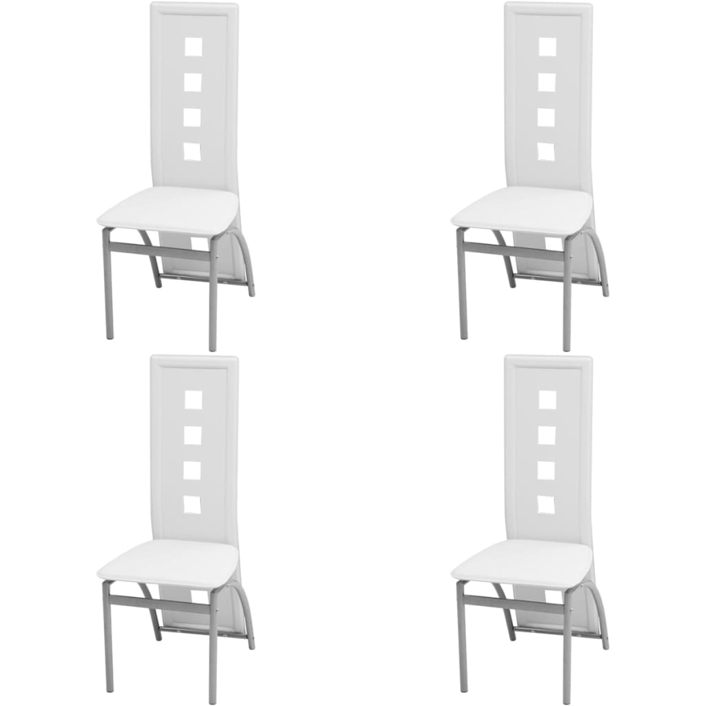 Chaises à manger lot de 4 blanc similicuir