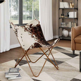 Chaise papillon marron et blanc cuir de vache
