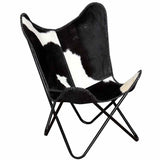 Chaise papillon noir et blanc cuir de vache