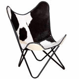 Chaise papillon noir et blanc cuir de vache