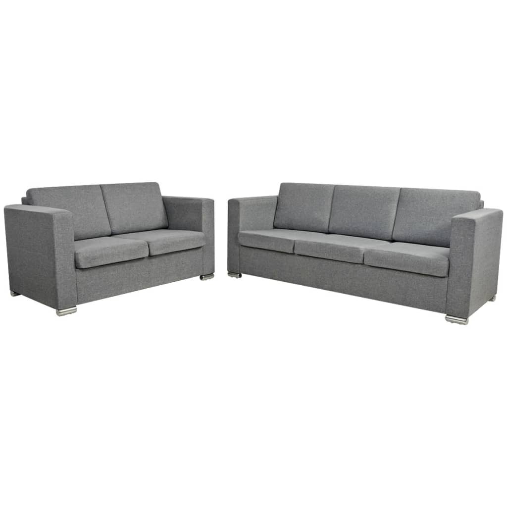 Ensemble de canapés deux pièces Tissu Gris clair