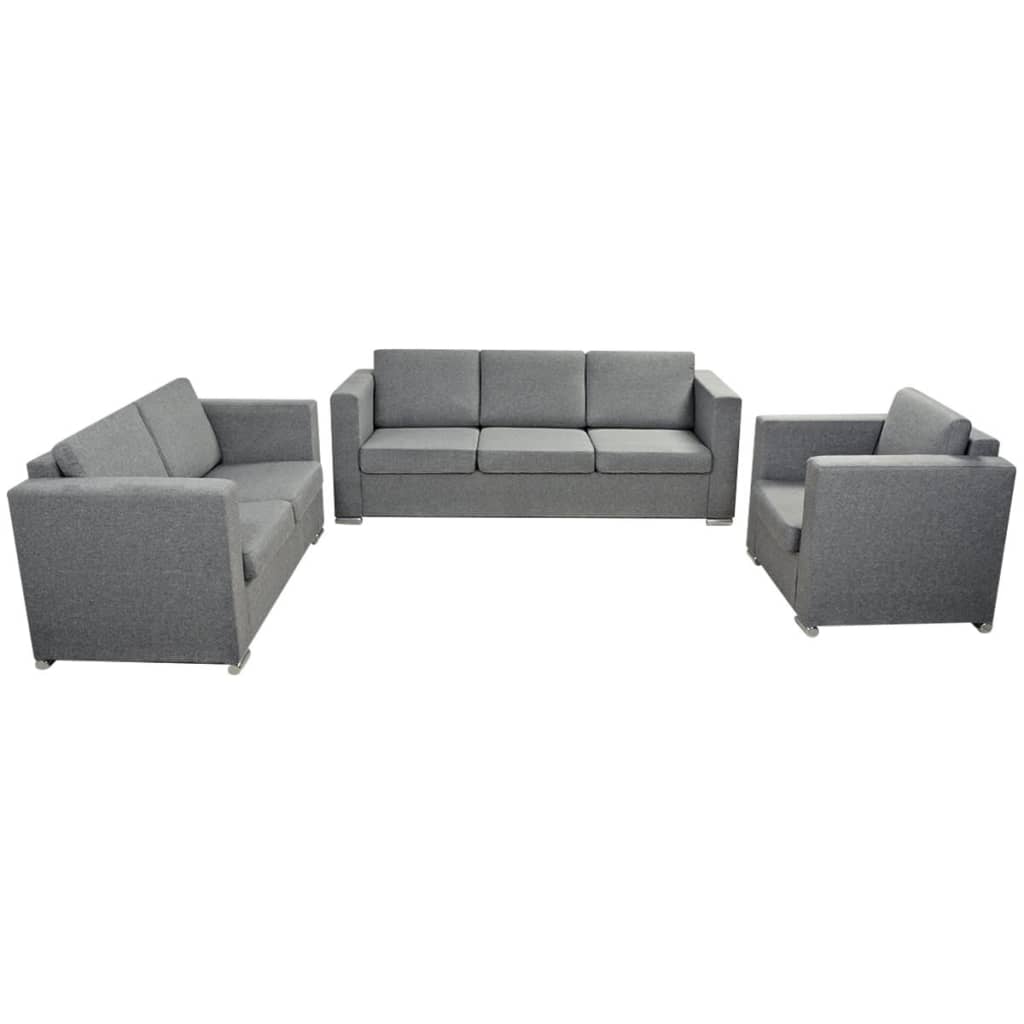 Ensemble de canapés trois pièces Tissu Gris clair