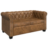 Ensemble de canapé Chesterfield à 2 et 3 places marron