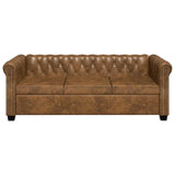 Ensemble de canapé Chesterfield à 2 et 3 places marron