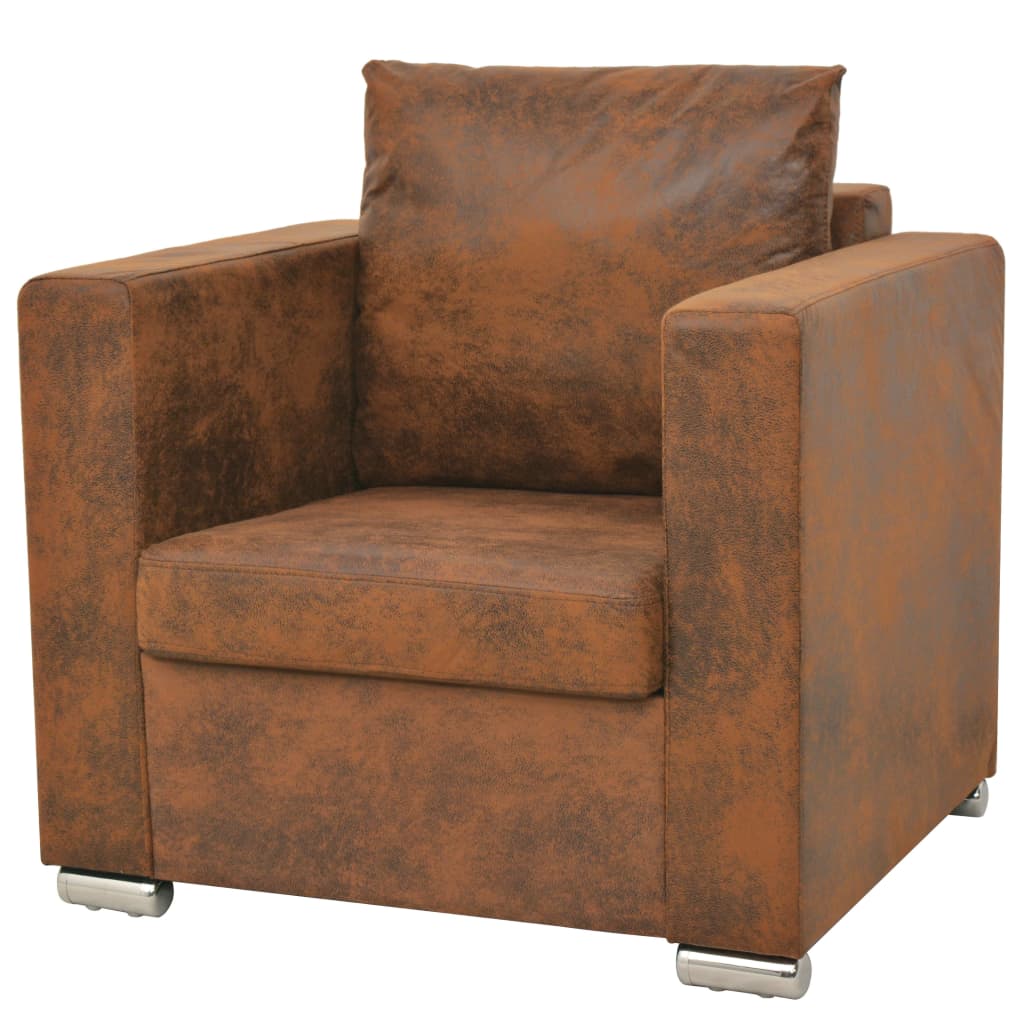 Fauteuil marron 82 x 73 x 82 cm en similicuir suédé