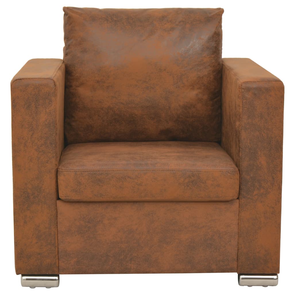 Fauteuil marron 82 x 73 x 82 cm en similicuir suédé