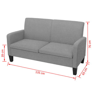 Canapé à 2 places 135 x 65 x 76 cm Gris clair