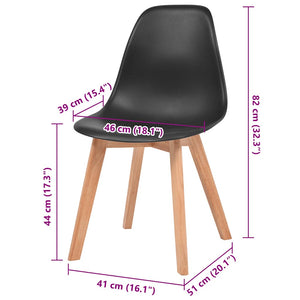 Chaises à manger lot de 2 Noir Plastique