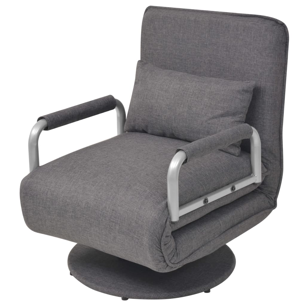 Fauteuil pivotant et canapé-lit gris foncé tissu
