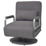 Fauteuil pivotant et canapé-lit gris foncé tissu