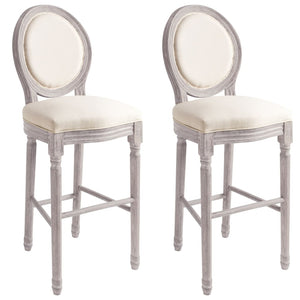 Tabourets de bar lot de 2 blanc lin