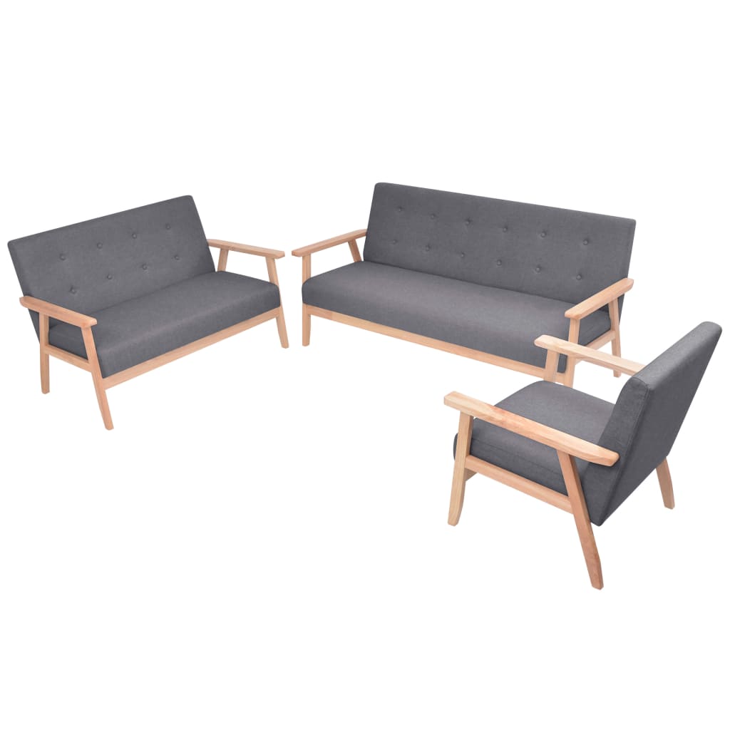 Ensemble de canapés 3 pcs Tissu Gris foncé