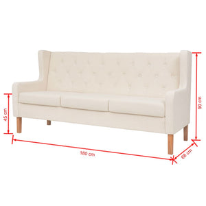 Ensemble de canapés 2 pcs tissu blanc crème