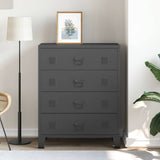 Commode à tiroirs Métal Style Industriel 78x40x93 cm Noir