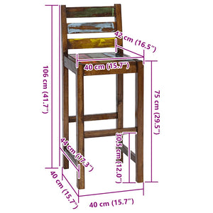 Tabourets de bar lot de 2 bois massif de récupération